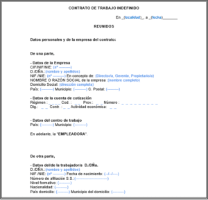 contrato de trabajo ejemplo