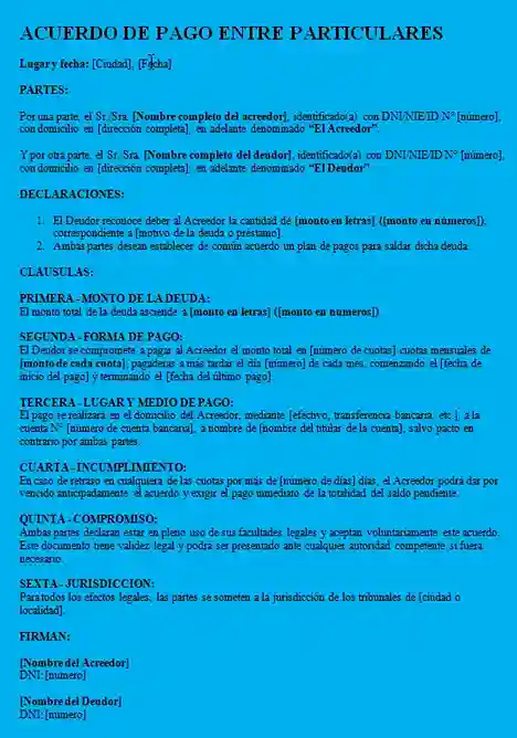 acuerdo de pago