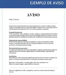 aviso ejemplo