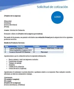 Solicitud de cotización