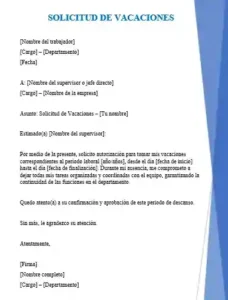 solicitud de vacaciones