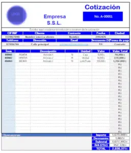 formato de cotizacion